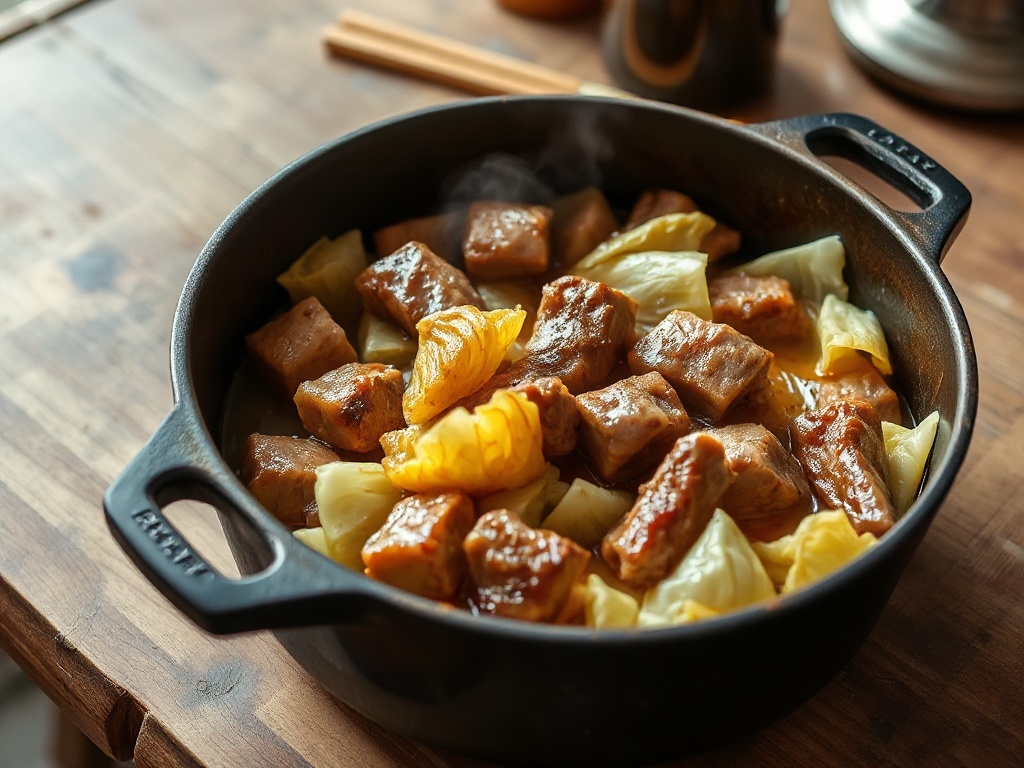 Как потушить капусту с мясом: сочно и без горечи