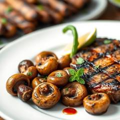 Маринованные шампиньоны как гарнир к мясу: подача и соус
